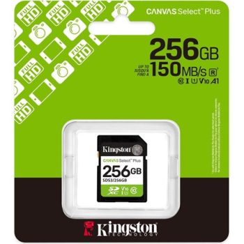   Kingston 256GB Canvas Select Plus UHS-1 U1 V10 SDXC memóriakártya