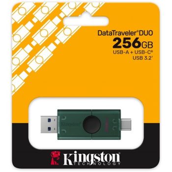   Kingston 256GB DataTraveler Duo G2 USB-A 3.2 Gen1 / USB-C pendrive fekete-zöld