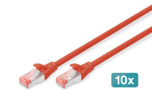 DIGITUS DK-1644-030-R-10 Cat.6 S/FTP LSZH 3m piros patch kábel 10db/csomag