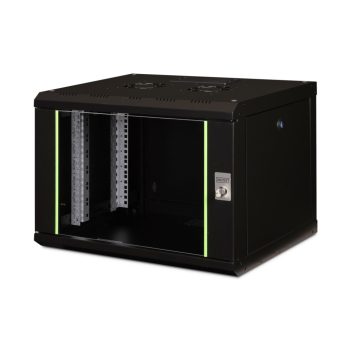   DIGITUS Unique DN-19 07-U-SW 19" 7U 420x600x450mm lapraszerelt üvegajtós fekete fali rack szekrény