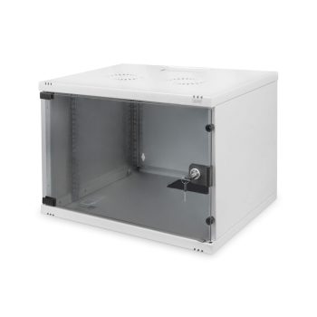   DIGITUS SOHO DN-19 07U-S-1 19" 7U 370x540x400mm lapraszerelt üvegajtós szürke fali rack szekrény