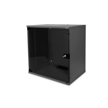   DIGITUS SOHO DN-19 12-U-S-SW 19" 12U 595x540x400mm lapraszerelt üvegajtós fekete fali rack szekrény