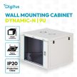 DIGITUS Dynamic-N DN-37106 19" 9U 474x600x600mm lapraszerelt üvegajtós szürke fali rack szekrény
