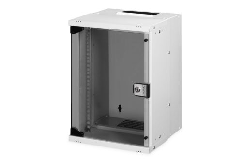 DIGITUS DN-49102 SOHO PRO 10" 9U 254x315x300mm üvegajtós szürke fali rack szekrény