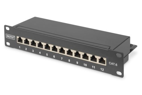 DIGITUS DN-91612S Cat.6 12port asztali fekete árnyékolt patch panel