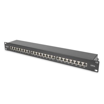   DIGITUS DN-91624S-EA-B 19" 1U 24port Cat.6A kompakt fekete árnyékolt patch panel
