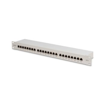   DIGITUS DN-91624S 19" 1U 24port Cat.6 kompakt szürke árnyékolt patch panel