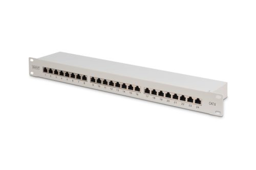 DIGITUS DN-91624S 19" 1U 24port Cat.6 kompakt szürke árnyékolt patch panel