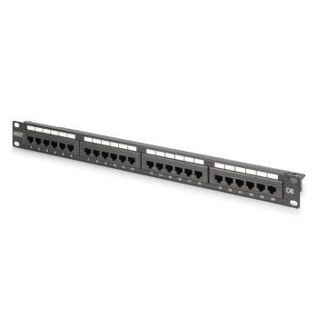   DIGITUS DN-91624U-CR 19" 1U 24port Cat.6 kompakt fekete árnyékolatlan patch panel