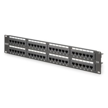   DIGITUS DN-91648U 19" 2U 48port Cat.6 kompakt fekete árnyékolatlan patch panel