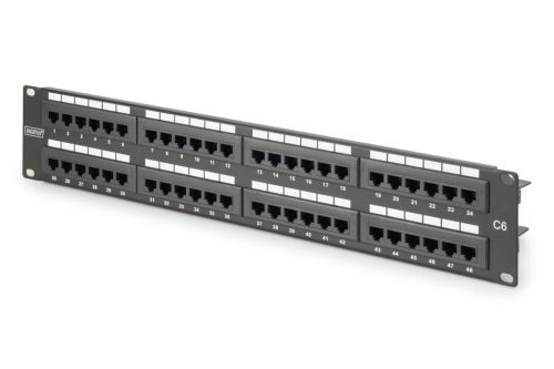 DIGITUS DN-91648U 19" 2U 48port Cat.6 kompakt fekete árnyékolatlan patch panel