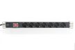 DIGITUS DN-95402 19" 1U PDU alumínium 7x Schuko aljzat CEE7/7 csatlakozó kapcsolós hálózati 2m elosztósor
