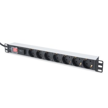   DIGITUS DN-95407 19" 1U PDU 7xCEE 7/3 schuko aljzat CEE7/7 csatlakozó 2m túlfeszültségvédett elosztósor