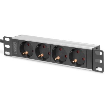   DIGITUS DN-95418 10" 1U PDU 230V 16A 4x Schuko aljzat CEE7/7 csatlakozó hálózati 2m elosztósor
