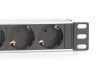 DIGITUS DN-95418 10" 1U PDU 230V 16A 4x Schuko aljzat CEE7/7 csatlakozó hálózati 2m elosztósor