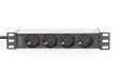 DIGITUS DN-95418 10" 1U PDU 230V 16A 4x Schuko aljzat CEE7/7 csatlakozó hálózati 2m elosztósor
