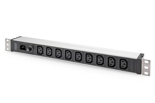 DIGITUS DN-95429 19" 1U PDU 230V 10A 9xIEC C13 aljzat IEC C14 csatlakozó 2m elosztósor