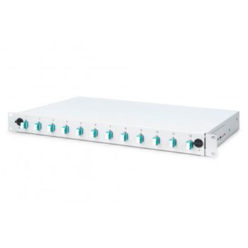   DIGITUS DN-96331/3 19" 1U 12xLC duplex OM3 toldóval pigtaillel és kötőkazettával szerelt optikai patch panel