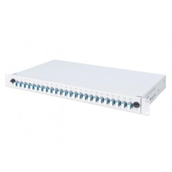   DIGITUS DN-96332-4 19" 1U 24xLC duplex OM4 toldóval pigtaillel és kötőkazettával szerelt optikai patch panel