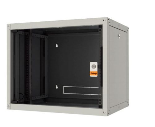 Legrand EVO12U6060P Evoline+ 19" 12U SZÉL:600 MÉLY:600 MAG:626 MAX:65kg levehető oldallapos üvegajtós szürke fali rack szekrény