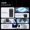 Vention 4-port USB-C+C+C+A (140W/140W/30W/18W 4-portos, GaN, fekete),1,5m, töltő