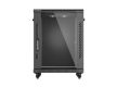 Lanberg FF01-6615-12B 19" 15U SZÉL:600mm MÉLY:600mm MAG:848mm lapraszerelt üvegajtós fekete álló rack szekrény