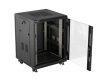Lanberg FF01-6615-12B 19" 15U SZÉL:600mm MÉLY:600mm MAG:848mm lapraszerelt üvegajtós fekete álló rack szekrény