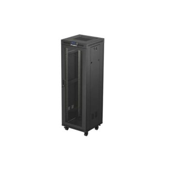   Lanberg FF01-6637-23BL 19" 37U SZÉL:600mm MÉLY:600mm MAG:1898mm lapraszerelt LCD hálós fémajtós fekete álló rack szekrény