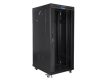 Lanberg FF01-6827-12BL 19" 27U SZÉL:600mm MÉLY:800mm MAG:1431mm lapraszerelt LCD üvegajtós fekete álló rack szekrény