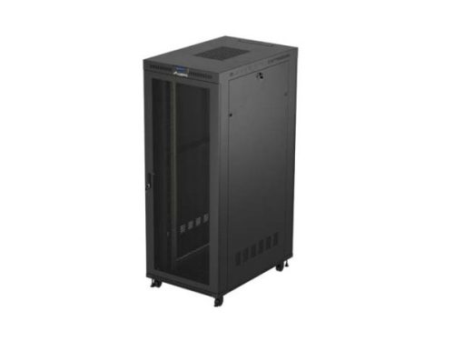 Lanberg FF01-8242-23BL 19" 42U SZÉL:800mm MÉLY:1200mm MAG:2127mm lapraszerelt LCD hálós fémajtós fekete álló rack szekrény