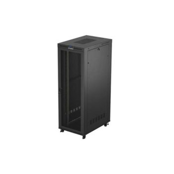   Lanberg FF01-8247-23BL 19" 47U SZÉL:800mm MÉLY:1200mm MAG:2343mm lapraszerelt LCD hálós fémajtós fekete szerver szekrény