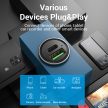 Vention USB-A+C (2port,18/20W, szürke, szivargyújtós), töltő