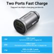 Vention USB-A+C (2port,18/20W, szürke, szivargyújtós), töltő