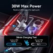 Vention USB-C*2+Lightning (3port,30W, szivargyújtós), töltő