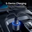 Vention USB-A+C*2 (3port,100/30/18W, fekete,szivargyújtós), töltő