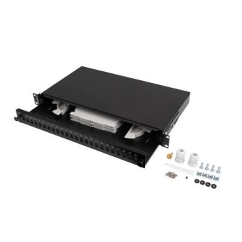   Lanberg FOP1-24SS-LDB 19" 1U 24xSC szimplex 24xLC duplex kihúzható kötőkazettával szerelt fekete optikai patch panel