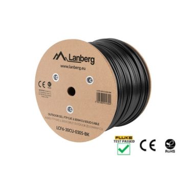   Lanberg LCF6-30CU-0305-BK Cat.6 F/UTP PE+PVC Fca 250MHz AWG23 305m árnyékolt zselés fekete kültéri kábel