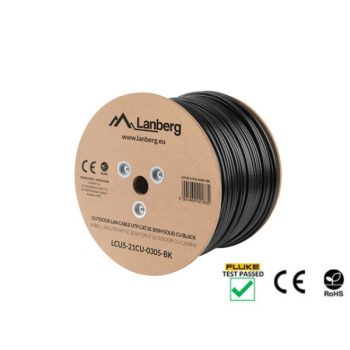  Lanberg LCU5-21CU-0305-BK Cat.5e UTP PE CU Fca 100MHz AWG24 305m árnyékolatlan fekete kültéri kábel