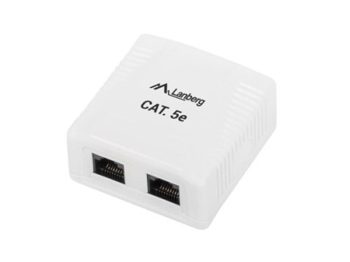 Lanberg OU5-0002-W Cat.5e UTP 2xRJ45 dupla árnyékolatlan falon kívüli aljzat