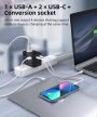 Choetech USB-C*2+A (65W, fekete, travel, US,UK,EU,AU), töltő