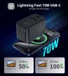 Choetech USB-C*2+USB-A*2 (70W,fekete,travel,USB-C kábellel, US,UK,EU,AU), töltő