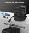 Choetech USB-C*2+USB-A*2 (70W,fekete,travel,USB-C kábellel, US,UK,EU,AU), töltő