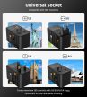 Choetech USB-C*2+USB-A*2 (70W,fekete,travel,USB-C kábellel, US,UK,EU,AU), töltő