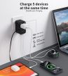 Choetech USB-C*2+USB-A*2 (70W,fekete,travel,USB-C kábellel, US,UK,EU,AU), töltő