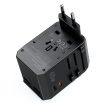 Choetech USB-C*2+A*2 (45W, fekete, travel, US,UK,EU,AU), töltő