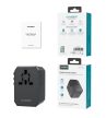 Choetech USB-C*2+A*2 (45W, fekete, travel, US,UK,EU,AU), töltő