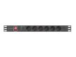 Lanberg PDU-06F-0200-BK 19" 1U 6xSchuko aljzat Schuko csatlakozóvéggel 2m fekete elosztósor kapcsolóval