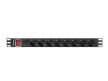 Lanberg PDU-08F-0200-BK 19" 1U 8xSchuko aljzat Schuko csatlakozóvéggel 2m fekete elosztósor kapcsolóval