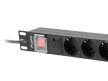 Lanberg PDU-08F-0200-BK 19" 1U 8xSchuko aljzat Schuko csatlakozóvéggel 2m fekete elosztósor kapcsolóval