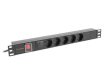 Lanberg PDU-05F-0200-IEC-BK 19" 1U 5xSchuko aljzat C14 csatlakozóvéggel 2m fekete elosztósor kapcsolóval